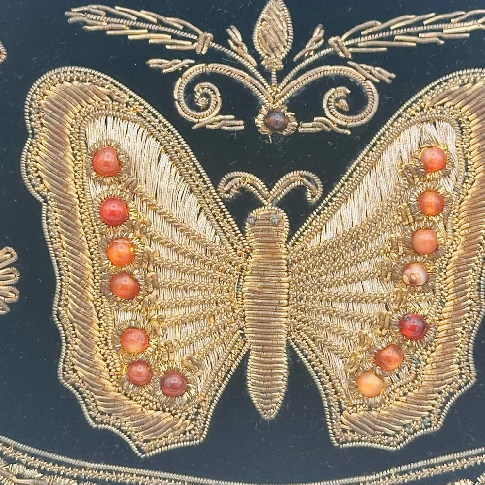 Maharani Embroidered Black and Gold Clutch Velvet Bag - Picture 6 of 13